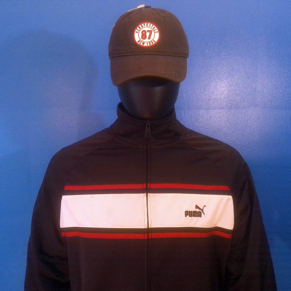 Men's Puma Jacket, Size XL, Black, White and Red